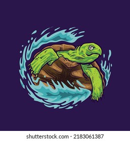 turtle swim under water vector illustration