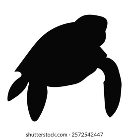 turtle swimming black silhouette vector