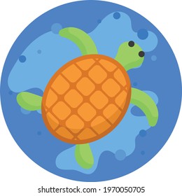 turtle swimming in lake Landscape Concept, Animal in Wate Vector Color Icon Design, Nature Lover Symbol on White background, Heart in nature Stock illustration, Beautiful scenery Ideas in Round Shape,