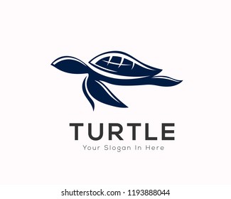 Turtle Swimming logo, tortoise logo