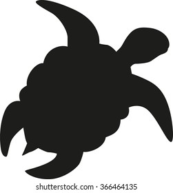 Turtle swimming silhouette