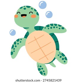 Turtle swimming unique creative concept isolated vector illustration on white background