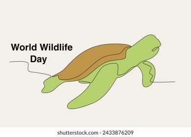 A turtle is swimming. World wildlife day