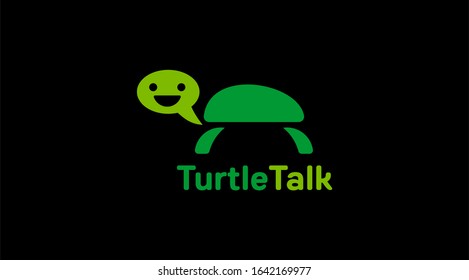 Turtle talk logo.Green turtle vector logo. Chat logo