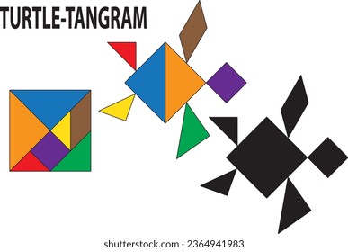 Turtle Tangram Puzzle. Education and Creativity.