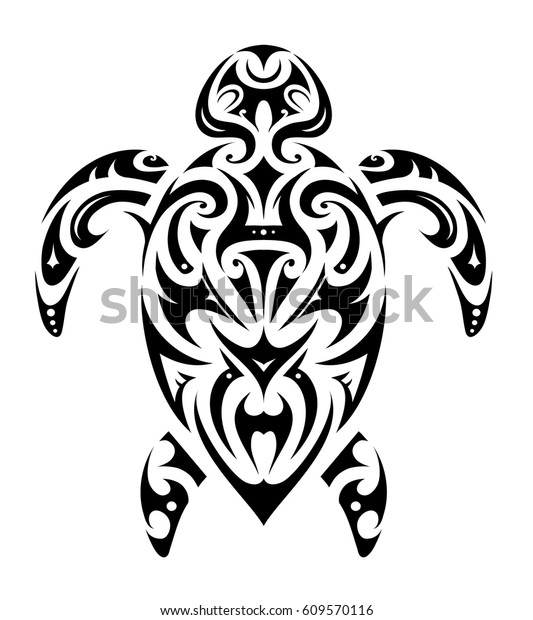 Turtle Tattoo Maori Ethnic Style Stock Vector (Royalty Free) 609570116 ...