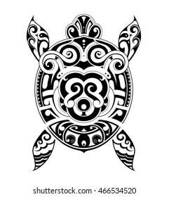 Turtle tattoo in Maori style