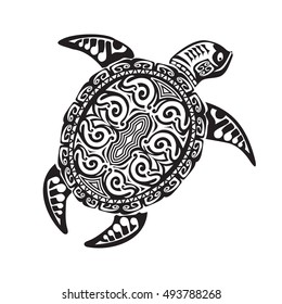 Turtle Tattoo Maori Style Vector Illustration Stock Vector (Royalty ...