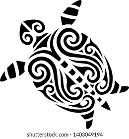 Turtle tattoo tribal stylised maori koru design ideal for tattoo design - easy color change