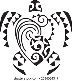 Turtle tattoo tribal vector art. Polynesian design pattern, isolated shape illustration