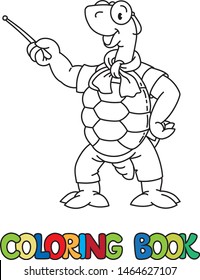 Turtle teacher ABC coloring book. Alphabet T