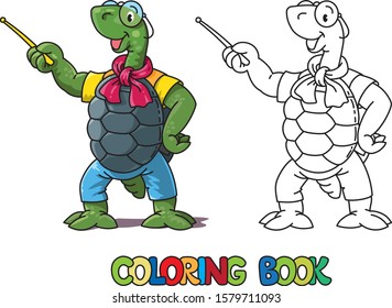 Turtle teacher ABC coloring book. Alphabet T