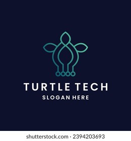 turtle tech business logo design vector template.