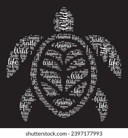 A turtle with text cloud design illustration vector t-shirt design.