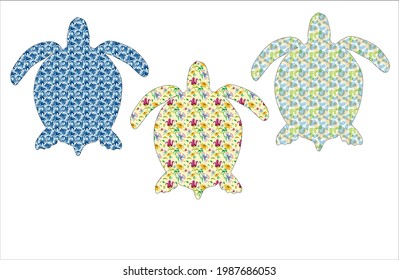turtle three background pattern sea