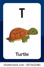 Tortuga Tortoise Animales Alfabet Flash Card Education para Kidergarten