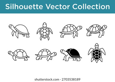 Turtle and Tortoise Silhouette Vector Icon Collection