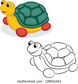 Turtle toy. Coloring book. Vector illustration.