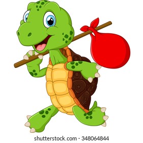 Turtle traveling cartoon