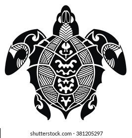 Turtle in a tribal on a white background