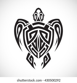 Turtle in a tribal on a white background.