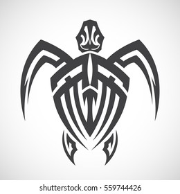Turtle in a tribal on a white background.