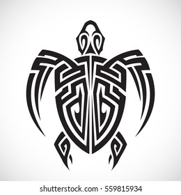 Turtle in a tribal on a white background.