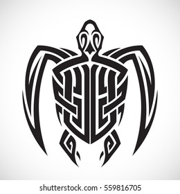 Turtle in a tribal on a white background.