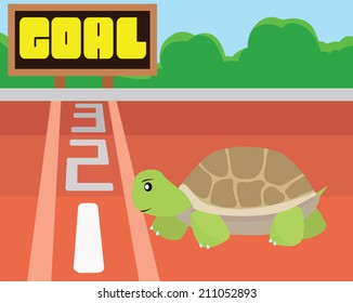 Turtle try to reach the goal by itself.Success and intention Concept