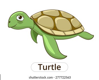 Turtle underwater animal cartoon illustration for children