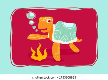 turtle vector, animal, reptile, sea.