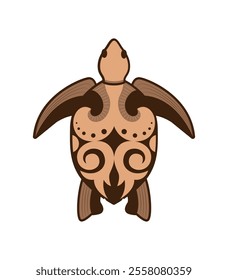 Turtle vector design with decorative mosaic element illustration