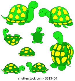 Turtle vector, eight different variations.