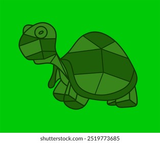 Turtle. Turtle Vector. Turtle geometric design. Turtle green background.