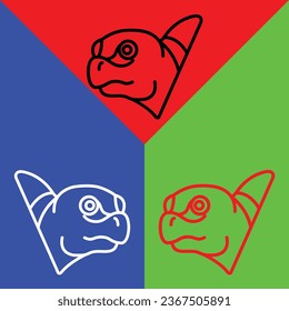 Turtle Vector Icon, Lineal style icon, from Animal Head icons collection, isolated on Red, Blue and Green Background.