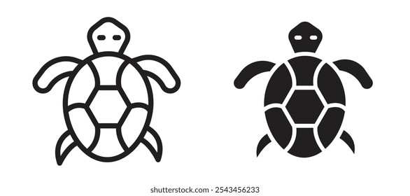 Turtle vector icon set in black.