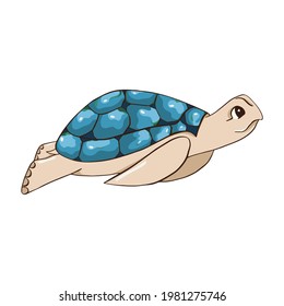 Turtle. Vector illustration in cartoon style. Can be used as stickers, decals, to decorate children's rooms. Isolated on white background