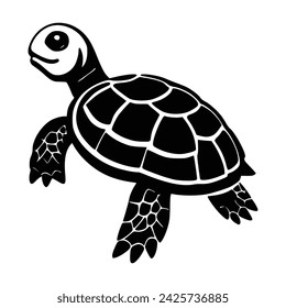 turtle vector illustration, icon, black and white