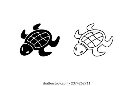 turtle vector illustration. line, silhouette, hand drawn and sketch style. black and white. used for emblems, logos, icons, symbols, signs or prints. editable stroke