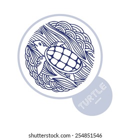Turtle vector illustration. Marine background