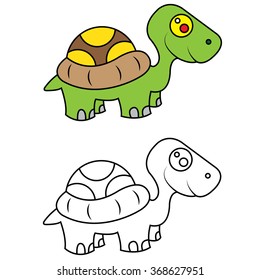 Turtle Vector For Kid Colouring Exercise 