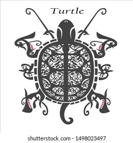 ( Turtle ) vector line art  ornamental from Kalimantan /Borneo
