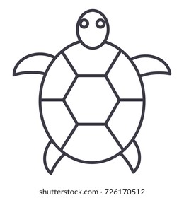 turtle vector line icon, sign, illustration on background, editable strokes
