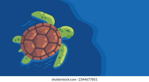 turtle vector swimming in the sea, flat style design. backgrounds for banners, and web needs