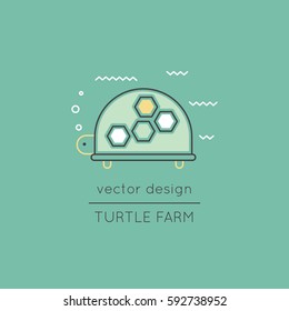 Turtle vector thin line icon. Colored isolated symbol. Logo template, element for travel agency products, tour brochure, excursion banner. Simple mono linear modern design.