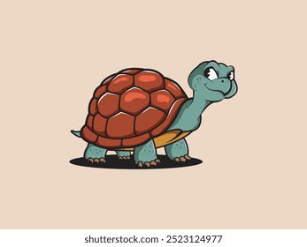 Una tortuga caminó y giró la cabeza con una cara presumida