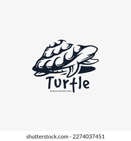 Turtle walking icon logo illustration concept