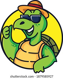 turtle wearing sun glasses vector logo