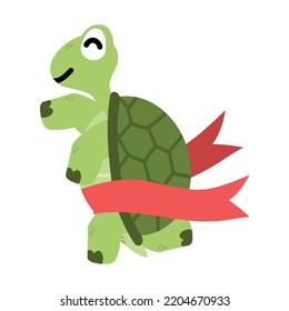 turtle wild  animal run to the finish ribbon line