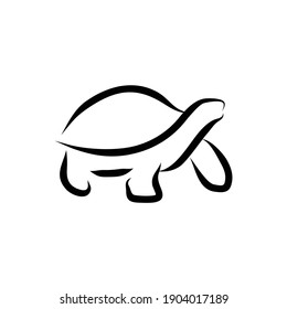 turtle wildlife animals outline logo design vector illustration